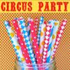 100 pcs Mixed Party Paper Straws Bulk, Blue Pink Gold Mint Black Red Lilac Drinking Straws, Birthday Baby Bridal Shower Wedding Christmas New Year Cake Pop Sticks (Circus Party) view 2