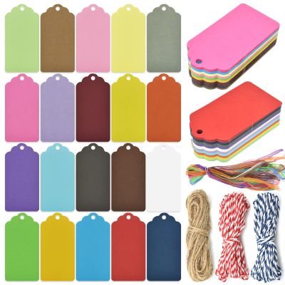 200 Pcs 20 Colors Gift Tags with String Tags Paper Gift Labels Hang Tag for Pricing Art, Jewelry Kraft Paper Writable Tag for Gifts Arts and Crafts Wedding Holiday Christmas Wish