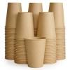 LITOPAK 100 Pack 12 oz Kraft Paper Coffee Cups for Water, Juice, and Tea, Disposable Hot Coffee Cups for Home, Restaurant, Store, and Cafe view 1
