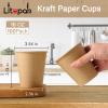 LITOPAK 100 Pack 10 oz Kraft Paper Coffee Cups for Water, Juice, and Tea, Disposable Hot Coffee Cups for Home, Restaurant, Store, and Cafe view 2