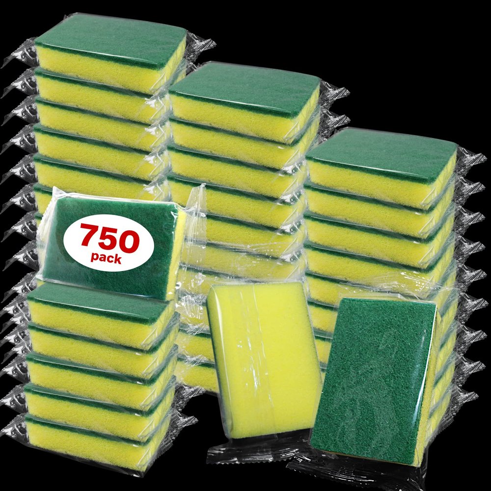 (750 Pack)Kheoxusa Individually Wrapped Sponges,Sponges Individually Wrapped for Kitchen Scrub Dish Wash Dishes Dishwashing Cleaning Non Scratch Scrubber Sink Bulk Case Small Mini-Smaller(2.2in/5.6cm)