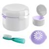 DIDATOOL Denture Case, Denture Bath, Denture Cups for Soaking Dentures, Denture Brush with Case, Denture Bath with Rinsing Basket, Easy to Carry and Clean Retainer Case Denture Cleaning kit view 1