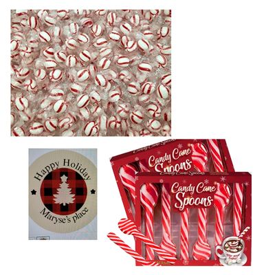 Bob's Sweet Stripes Soft Peppermint Candy 6lb Christmas Holiday Bulk Candy - Melt Away Mints Individually Wrapped Individually Wrapped Red and White Striped Peppermint Puffs- 6 LB. Come with 2 Packs Of Candy Spoon And Customize Maryse's Place St