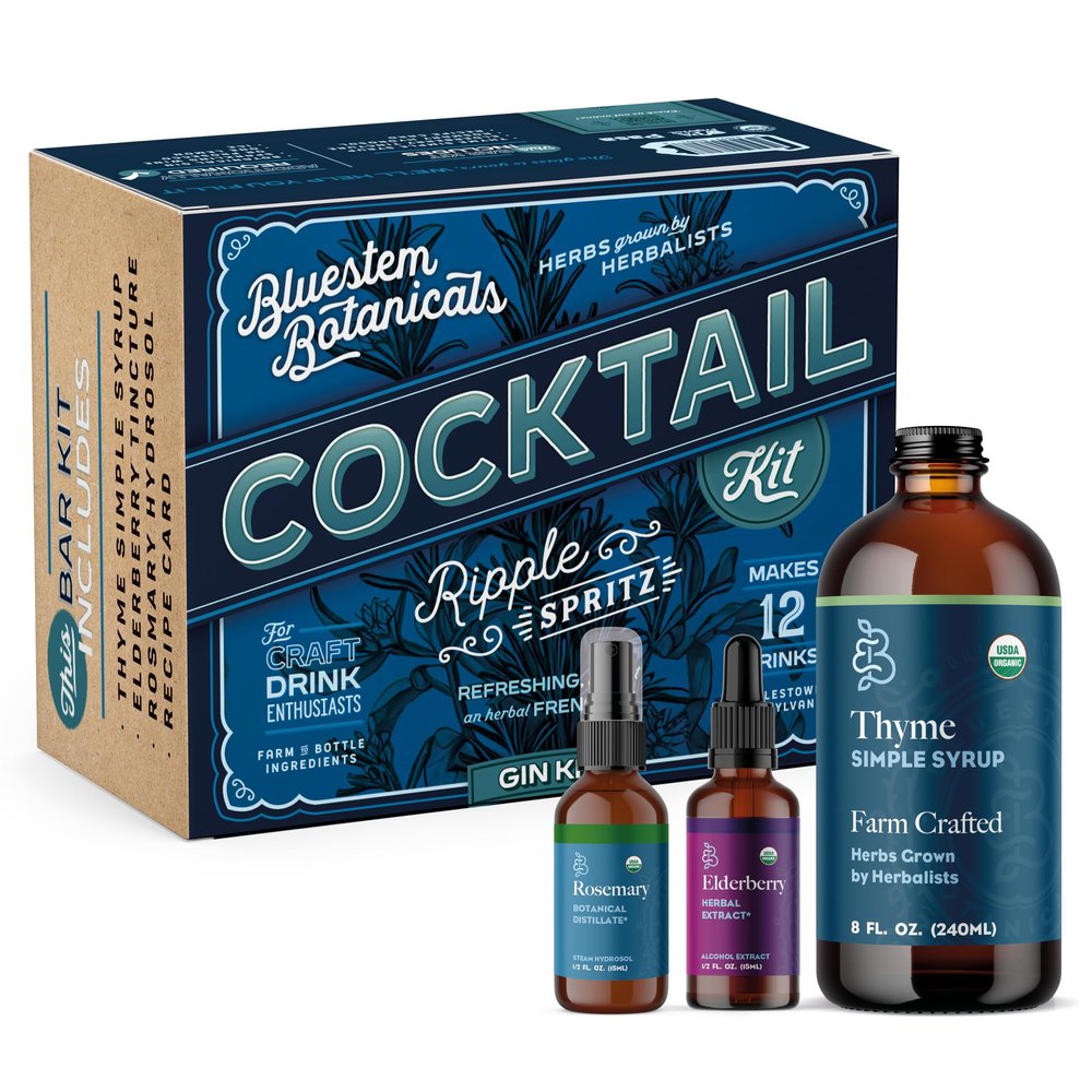 Bluestem Botanicals Ripple Spritz Gin Mixer Gift Set, Makes 12 Drinks
