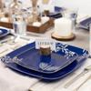 10" inch Square Plastic Plates Heavy Duty Plastic Hanukkah Dinner Plates with Blue Silver Chanukah Design Hanukkah Party Disposable Entree Plate China Like Blue Charger Plate Chanuka (20 PACK) view 3