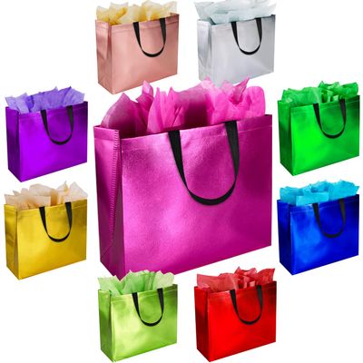 GITMIWS 13'' Sparkle Gift Bags with Tissues Set of 18 Mix Color Reusable Bags Large size - Ideal as Goodie Bag, Birthday, Wedding, Party Favor Bags