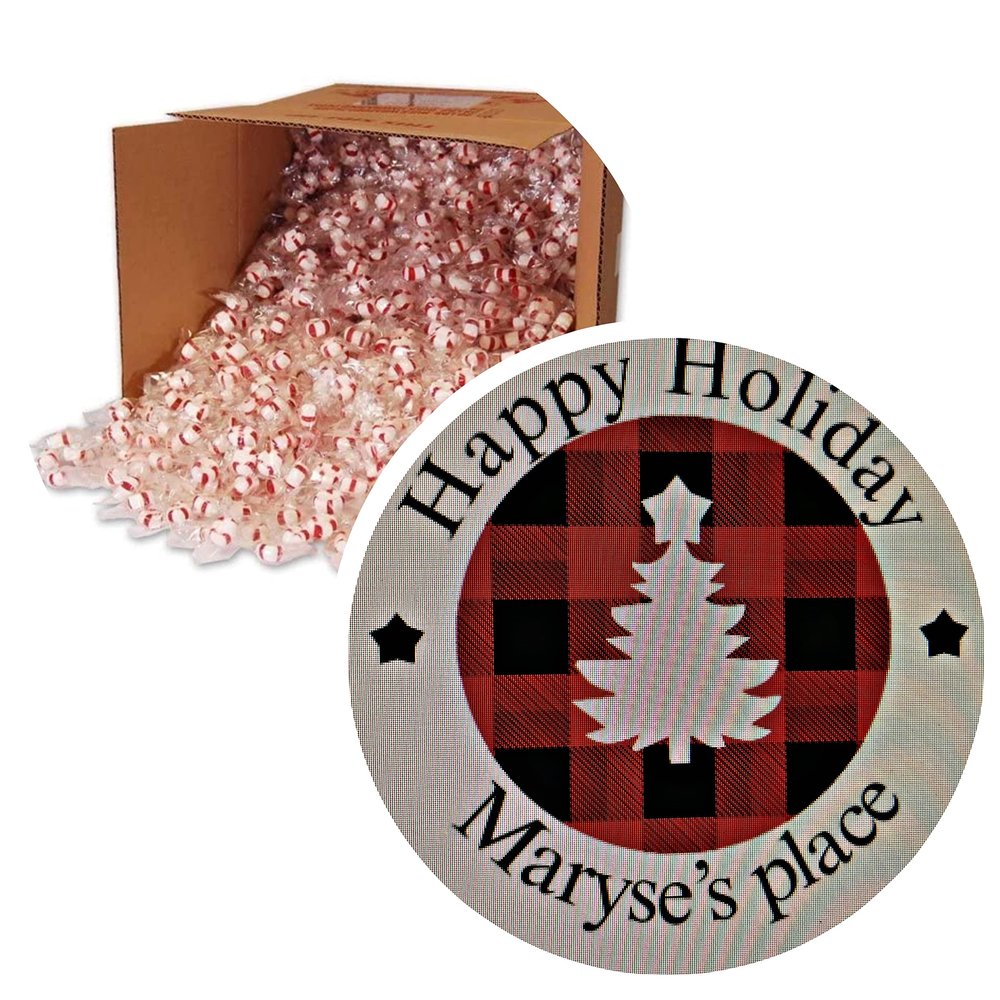 Bob's Sweet Stripes Soft Peppermint Candy Christmas Holiday Bulk Candy - Melt Away Mints Individually Wrapped Individually Wrapped Red and White Striped Peppermint Puffs. 4lb.Come with free 2 packs of candy spoons and customize Maryse's place st