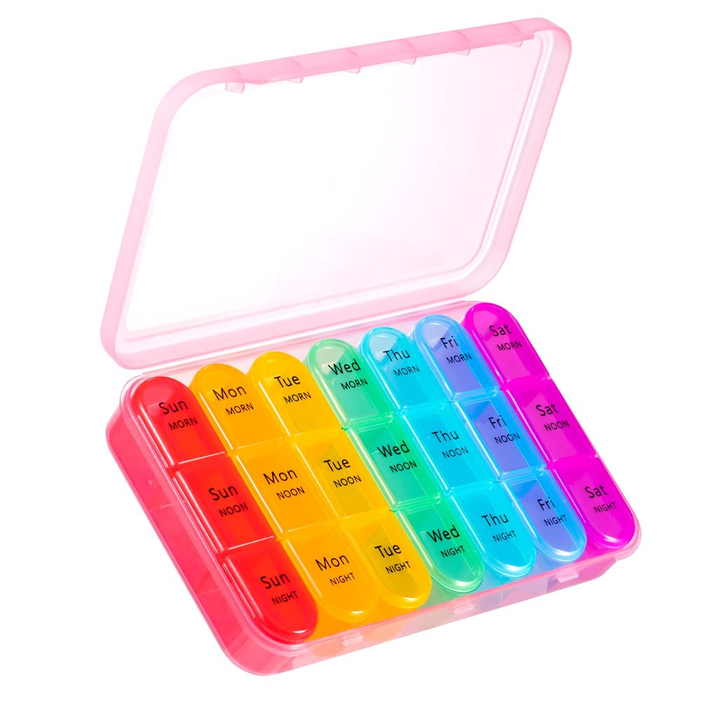 ASprink Pill Organizer 3 Times a Day - Weekly/Daily Pill Box 7 Day Medicine Organizer, Large Pill Case Pill Box 3 Times a Day, Travel Pill Organizer, to Hold Vitamins, Medicine