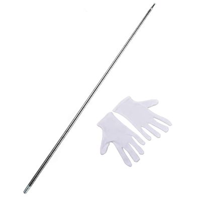 110cm Silver Magic Appearing Cane Magic Telescopic Stick Staff with Free Gloves Collapsible Retractable Expandable for Professional Magician Stage Street Magic Performance