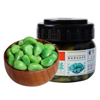    Feicui Green Garlic, Laba Garlic 300G/can, Pickled with White Vinegar, Green Garlic, Sweet and Sour Garlic, Rice, Pickled Vegetables, Shandong Specialty (300G,1 can)