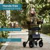 ELENKER All-Terrain Upright Rollator Walker, Stand up Rolling Walker with Seat, 12 Non-Pneumatic Tire Wheels, Compact Folding Design for Seniors, Green view 2