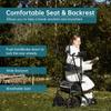 ELENKER All-Terrain Upright Rollator Walker, Stand up Rolling Walker with Seat, 12 Non-Pneumatic Tire Wheels, Compact Folding Design for Seniors, Green view 3