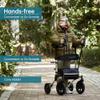 ELENKER All-Terrain Upright Rollator Walker, Stand up Rolling Walker with Seat, 12 Non-Pneumatic Tire Wheels, Compact Folding Design for Seniors, Champagne view 2