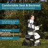 ELENKER All-Terrain Upright Rollator Walker, Stand up Rolling Walker with Seat, 12 Non-Pneumatic Tire Wheels, Compact Folding Design for Seniors, Champagne view 3