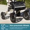 ELENKER All-Terrain Upright Rollator Walker, Stand up Rolling Walker with Seat, 12 Non-Pneumatic Tire Wheels, Compact Folding Design for Seniors, Champagne view 4