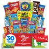 College Christmas Small Snack Box ( 31 Piece Variety Gift Basket Care Package ) Chips, Candy, Peanuts, Popcorn, Cookies, Gummy Snacks, Chocolates and More - My College Crate view 1