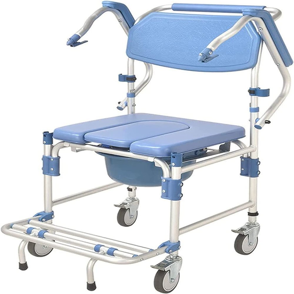 BITWIT Toilet Shower Chair Bathroom Shower Chair with Grab Bars and Wheels Portable Bathroom Wheelchairfor Elderly, Disabled