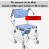 BITWIT Toilet Shower Chair Bathroom Shower Chair with Grab Bars and Wheels Portable Bathroom Wheelchairfor Elderly, Disabled view 3