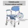 BITWIT Toilet Shower Chair Bathroom Shower Chair with Grab Bars and Wheels Portable Bathroom Wheelchairfor Elderly, Disabled view 4