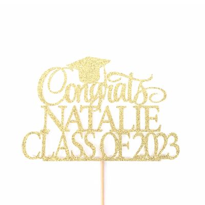 Atelier Elegance ANY NAME Congrats Class of 2023 Cake Topper, Graduation Cake Topper, Congrats Grad