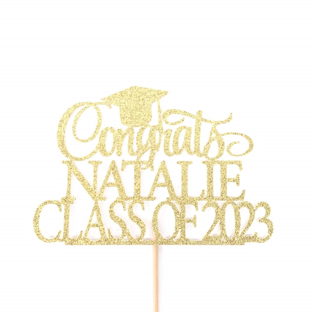 Atelier Elegance ANY NAME Congrats Class of 2023 Cake Topper, Graduation Cake Topper, Congrats Grad