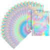 100 pack mylar bags holographic smell proof packaging bag for small bussiness resealable zipper sealable pouch bags sample, jewelry, lipgloss, food,soap,electronic supplies3.35.1 inch,holographic view 1