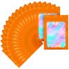 100 pack mylar bags holographic smell proof packaging bag for small bussiness resealable zipper sealable pouch bags sample, jewelry, lipgloss, food,soap,electronic supplies2.84 inch,orange view 1