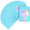 100 pack mylar bags holographic smell proof packaging bag for small bussiness resealable zipper sealable pouch bags sample, jewelry, lipgloss, food,soap,electronic supplies46 inch,blue view 1