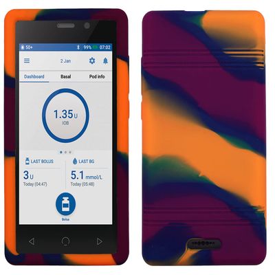 Premium Silicone Case for Omnipod Dash PDM (Omnipod Personal Diabetes Manager) (Mix Colors/Orange Purple)
