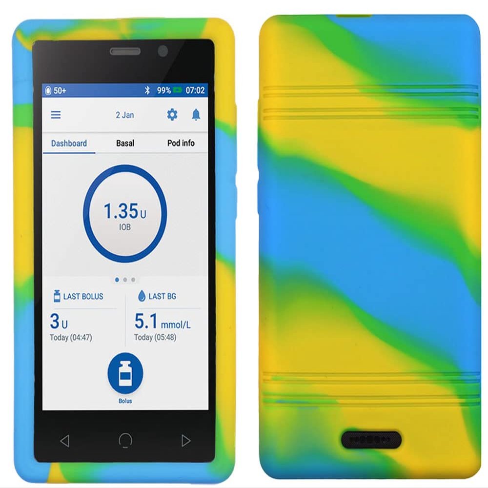 Premium Silicone Case for Omnipod Dash PDM (Omnipod Personal Diabetes Manager) (Mix Colors/Yellow Green)
