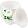 BIRCHIO 9oz Sample Paper Cups [100-Pack], Heavy Duty Disposable Cups Perfect for Dip Sauce and Snacks, 100% Compostable Sample Cups and Eco-Friendly Made from Bagasse view 1