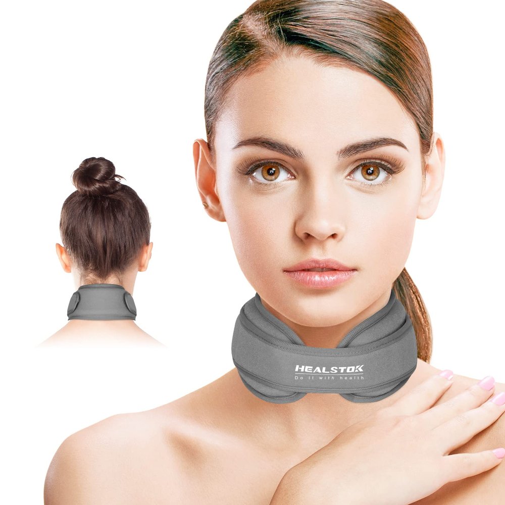 Neck Ice Pack Wrap,Cervical Ice Pack,Cold Compress Ice Packs for Injuries Reusable Cold & Hot Therapy Adjustable Flexible Gel Migraine Ice Head Wrap for Neck Pressure (Grey)