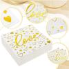 Whaline 80 Pack Valentine's Day Napkins Foil Gold Disposable Napkins Love Heart Printed Dinner Napkins Decorative Holiday Party Paper Napkins for Valentine's Day Party Supplies, 6.5 x 6.5 in view 3