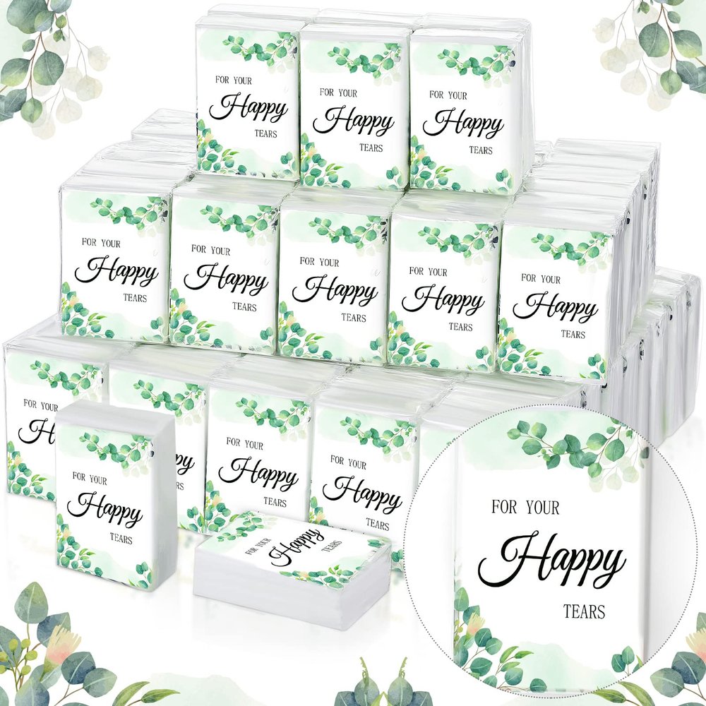 Geelin 100 Pack Wedding Facial Tissues Items Welcome Bags Pocket Tissues Mini Travel Size Favors for Guests Happy Tears for Wedding Party Ceremony Graduation(Fresh Style)