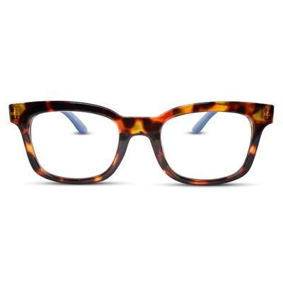 2SeeLife Wide Reading Glasses for Women  Medium-Large Fit, Thick & Sturdy Frame, Spring Hinges, Premium Designer Readers, Tortoise Blue, +4.00