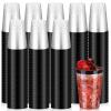 Patelai 100 Pcs Black Plastic Cups 12 oz Black Rimmed Plastic Cups Heavy Duty Disposable Wine Glasses Clear Cocktail Glasses Drinking Tumblers for Party Wedding Christmas Birthday view 1