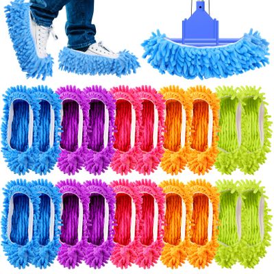 20PCS Mop Socks for Floor Cleaning, Washable Reusable Mop Shoes, Microfiber Shoes Cover Cleaning Slippers, Multi Function Soft Dusting Slippers for Women Men House Office Bathroom Kitchen