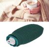 550ml Hot Water Bag for Hot and Cold Compress, Silicone Plush Hot Water Bottle with Knitted Cover, Cute Cartoon Explosion Proof Leakproof(Green), Hot Water Bag Hot Water Bottle Silicone Hot Water view 4