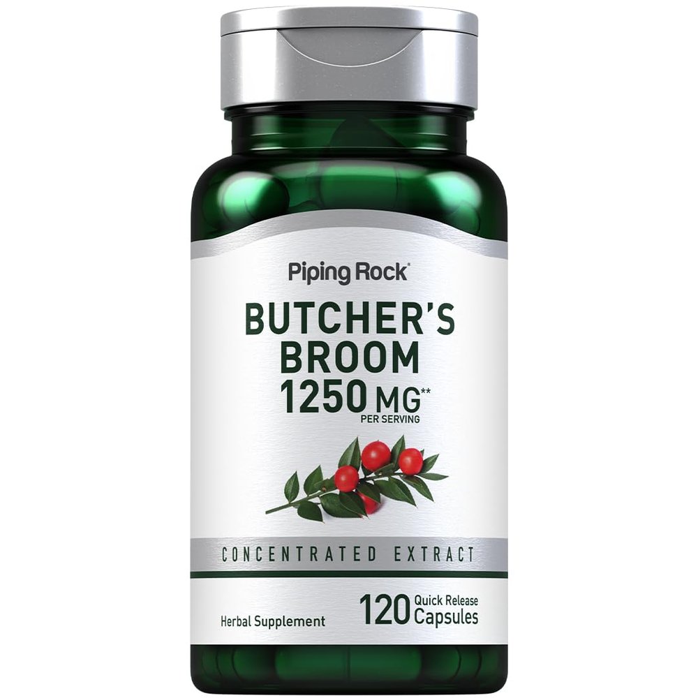 Piping Rock Butchers Broom Supplement | 120 Capsules | Traditional Herbal Root | Concentrated Extract | Non-GMO, Gluten Free