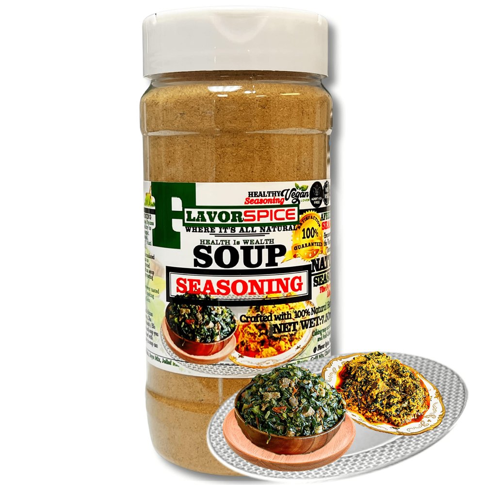 African Soup Seasoning, Crafted with 100% Natural Herbs and Spices with No Artificial or preservatives, No Salt, No Sugar, No MSG, Gluten, Great For Keto. (7.5oz(212g)