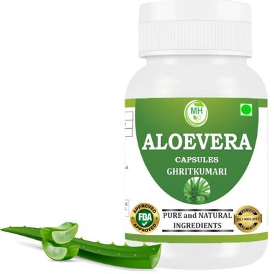 Aloevera Capsules | Pack of 60 Capsules 500mg | Pure & Natural Herb Ghritkumari | Gluten Free