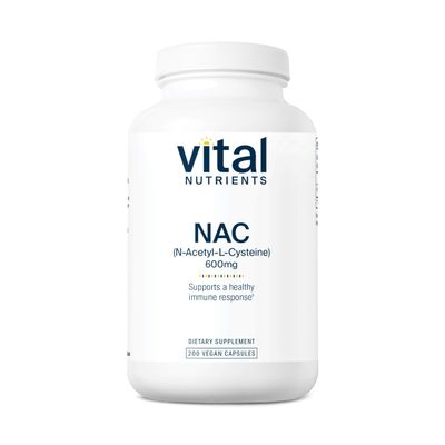 Vital Nutrients NAC 600mg - N-Acetyl Cysteine - Vegan NAC Supplement - Antioxidant for Sinus, Liver, Immune, and Respiratory Health* - Gluten, Dairy, Soy Free - 200 Capsules