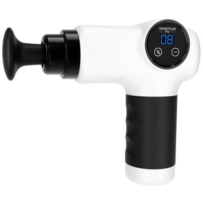 SPA SCIENCES - SmartGun Pro Therapeutic Deep Tissue Percussion Massager for Muscle Soreness with Interchangeable Heads and 8 Intensity Levels USB Rechargeable White