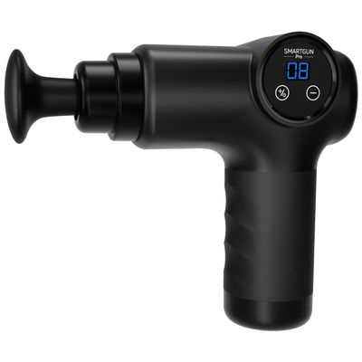 SPA SCIENCES - SmartGun Pro Therapeutic Deep Tissue Percussion Massager for Muscle Soreness with Interchangeable Heads and 8 Intensity Levels USB Rechargeable Black