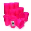 Rolling Sands 16 Oz Reusable Plastic Stadium Cups, Bulk 50 Pk, USA Made, BPA-Free Dishwasher Safe Plastic Tumblers, Translucent Neon Pink view 1