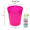 Rolling Sands 16 Oz Reusable Plastic Stadium Cups, Bulk 50 Pk, USA Made, BPA-Free Dishwasher Safe Plastic Tumblers, Translucent Neon Pink view 2