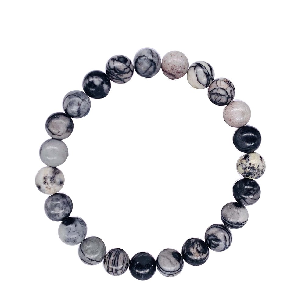 Spiderweb Jasper Beaded Crystal Bracelet 8mm Beads Stackable | Calming, Energy Balance, Protection, Grounding, Spiritual Gift Her Him Healing Bracelet