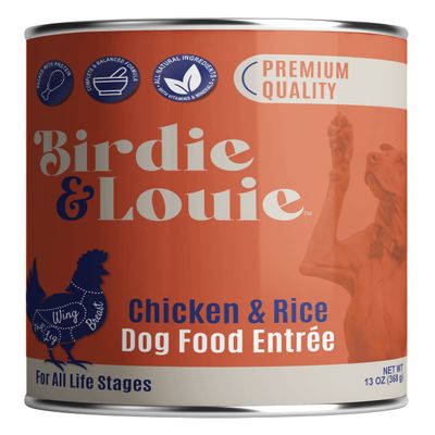 Birdie & Louie Wet Dog Food Real Chicken and Rice 12-Pack 13 oz Cans