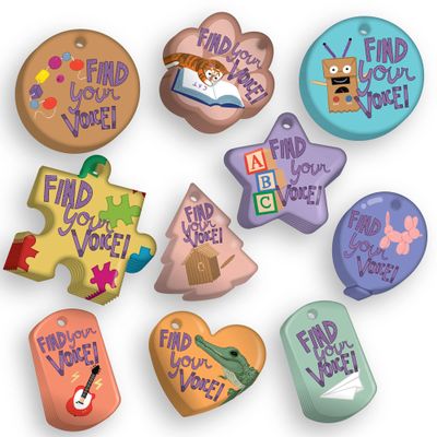 2023 iRead Kids Reading Library Program Find Your Voice Angela Dominquez Illustrated Reading Brag Tag Value Pack: 100 Tags (10 Tags per Design) + 150 USA-Made Hypoallergenic Aluminum Safety Chains.