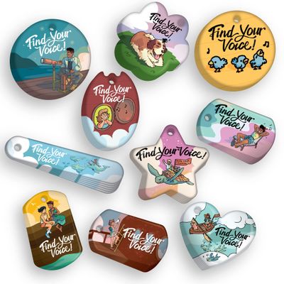 2023 iRead Kids Reading Library Program Find Your Voice Hannah Templer Illustrated Reading Brag Tag Value Pack: 100 Tags (10 Tags per Design).